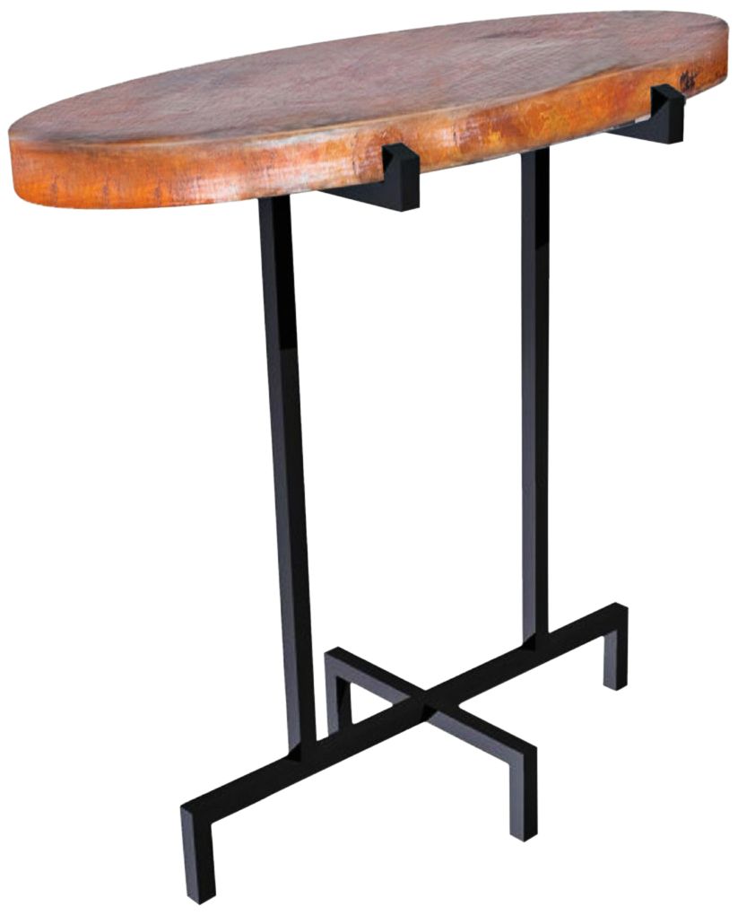 Kalispell 18" Wide Hand-Forged Black Iron Oval Accent Table