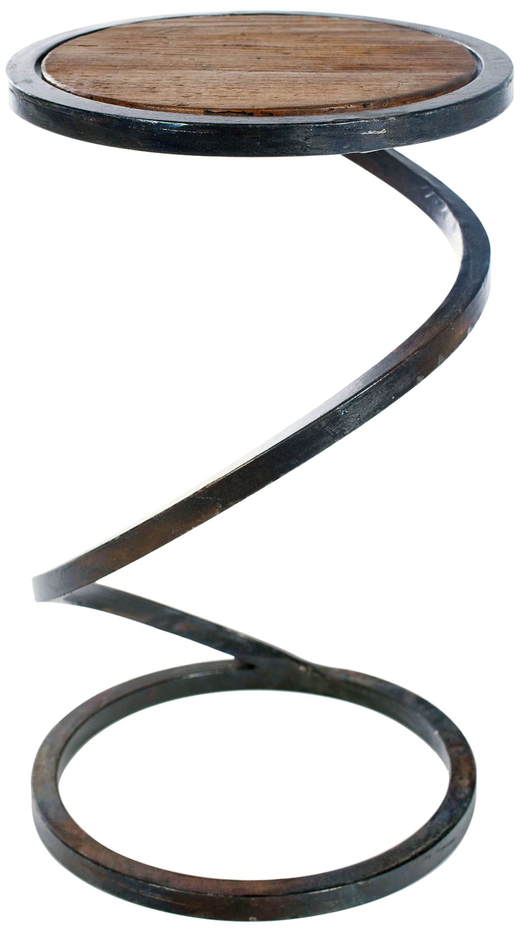 Helix 12" Wood Top Spiral Base Accent Table