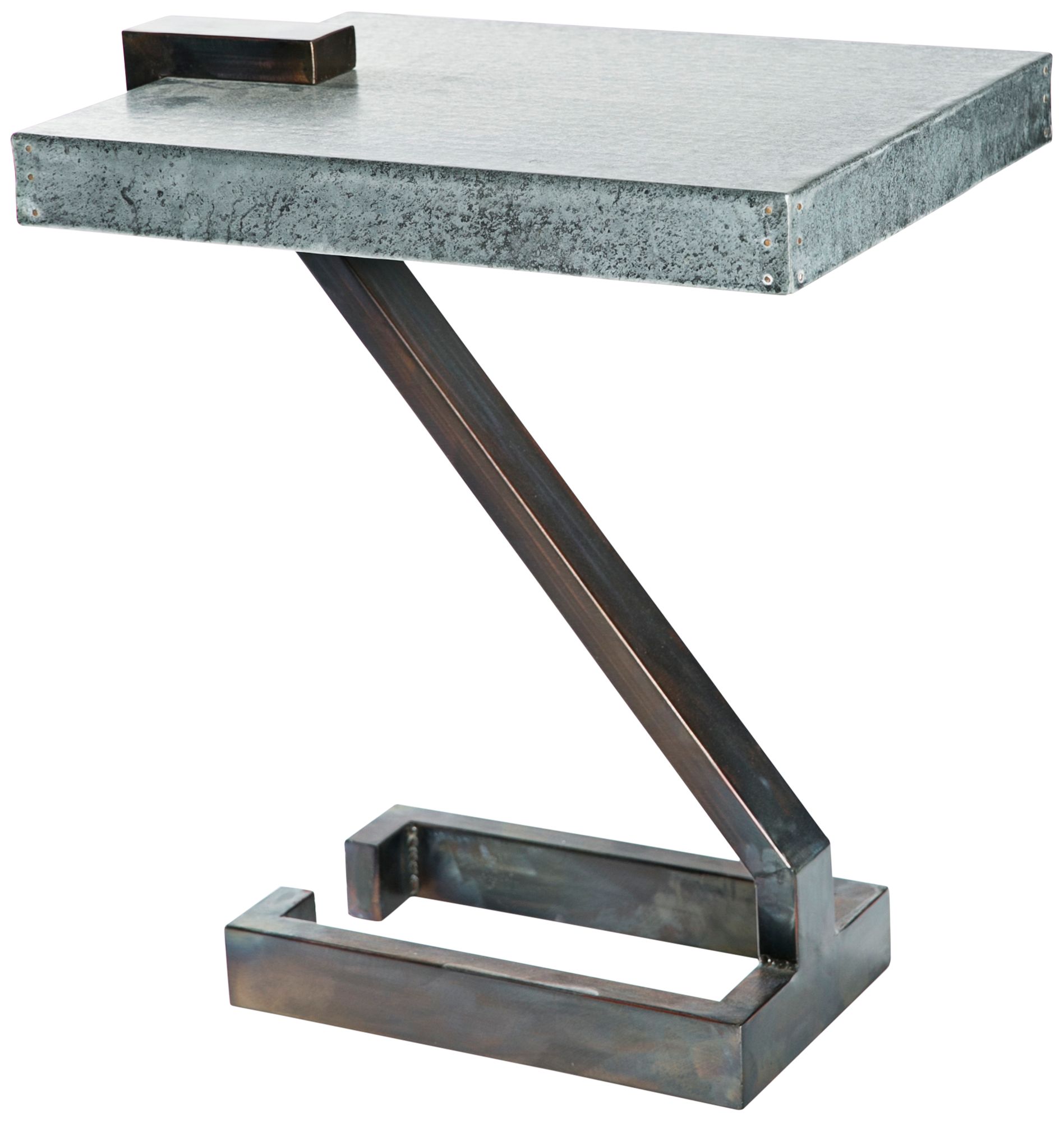 Zeta 16" Wide Hammered Zinc Industrial Accent Table