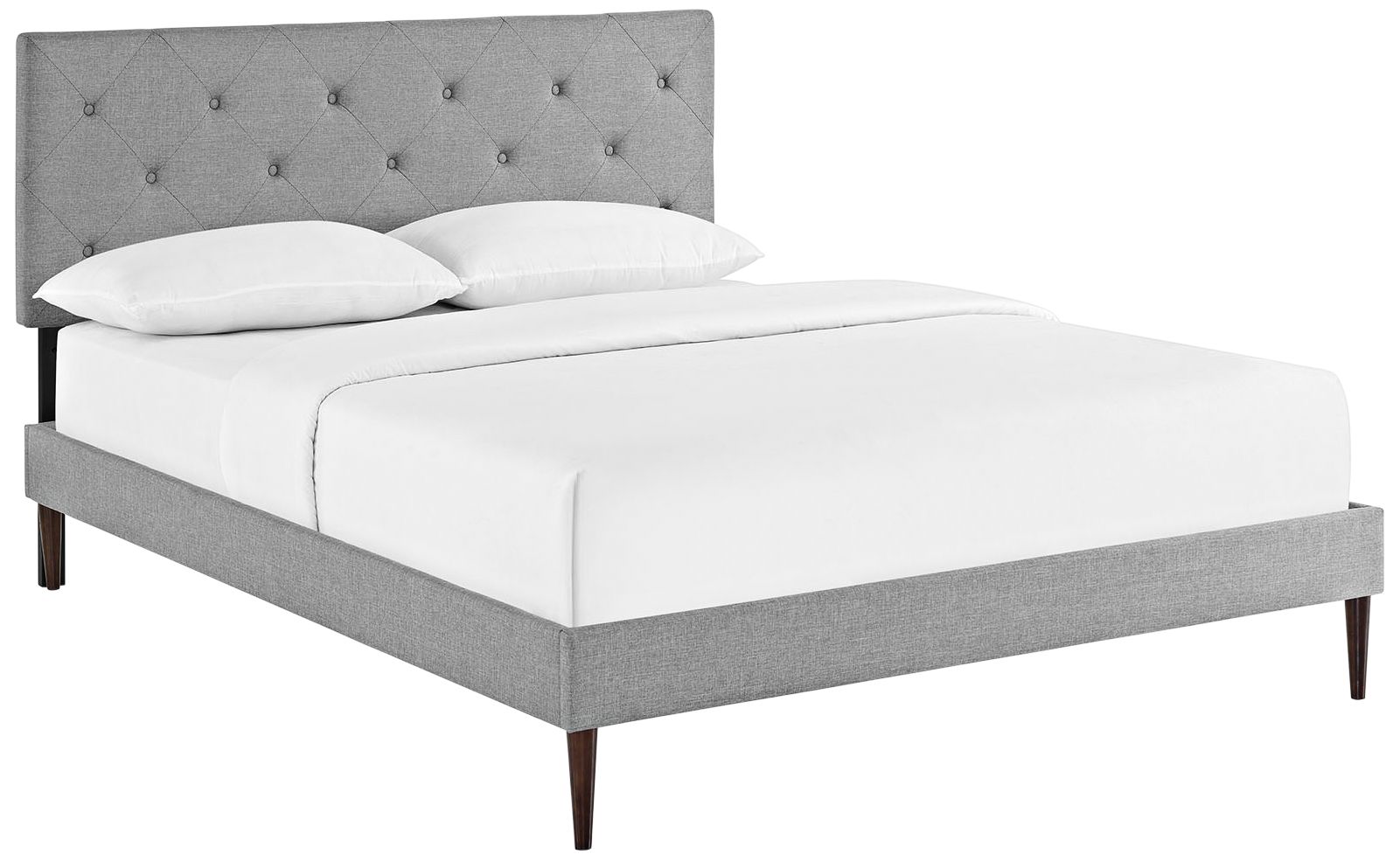 Terisa Light Gray Platform Bed with Round Tapered Legs