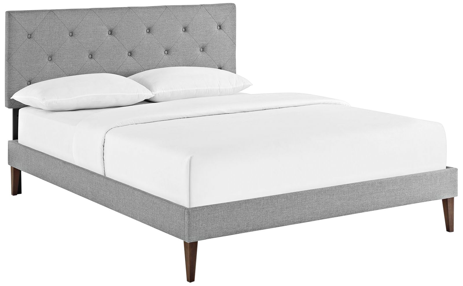 Terisa Light Gray Platform Bed w/ Squared Tapered Legs