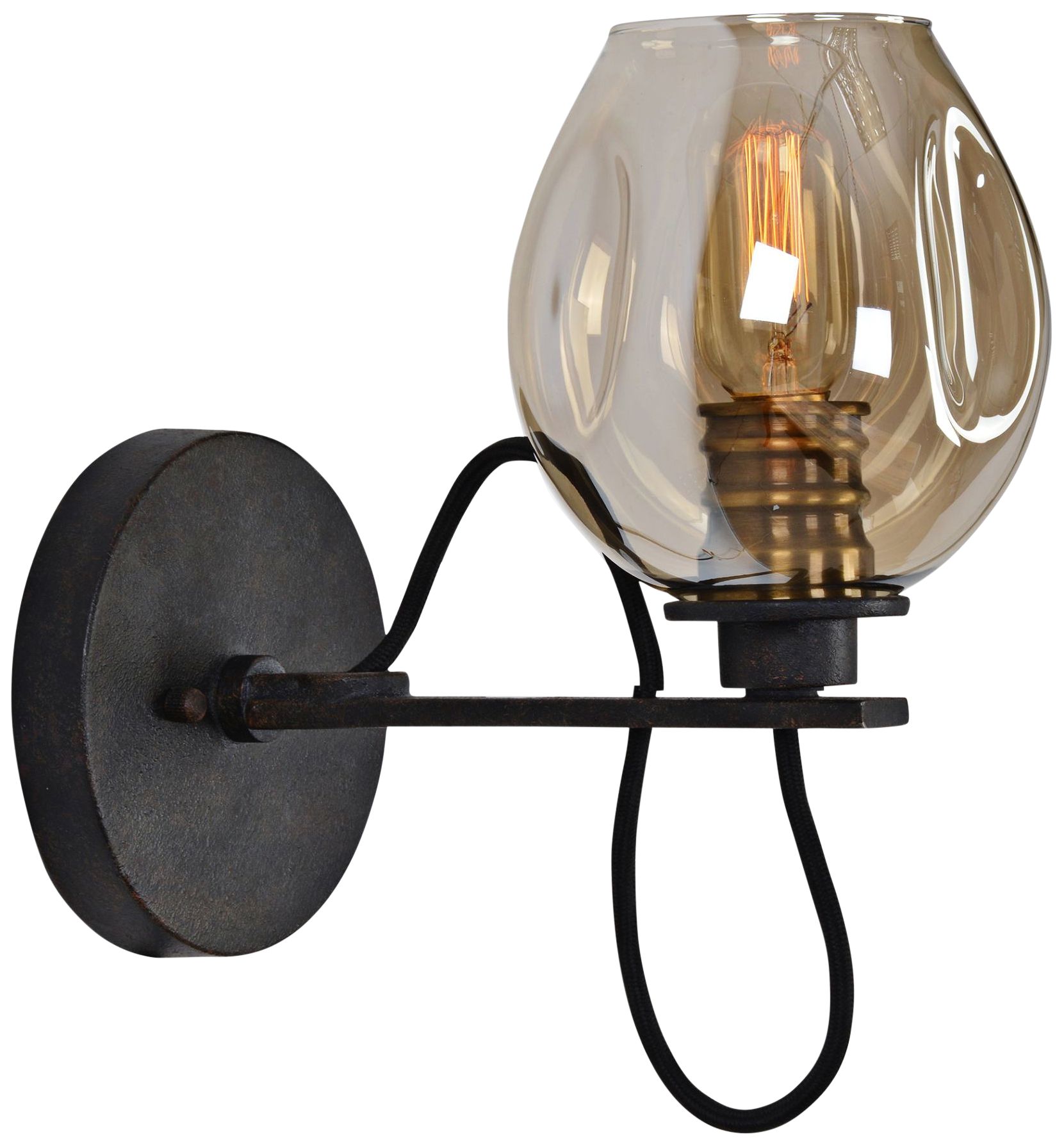 Uttermost Fritz 10 3/4" High Bronze and Golden Glass Wall Sconce