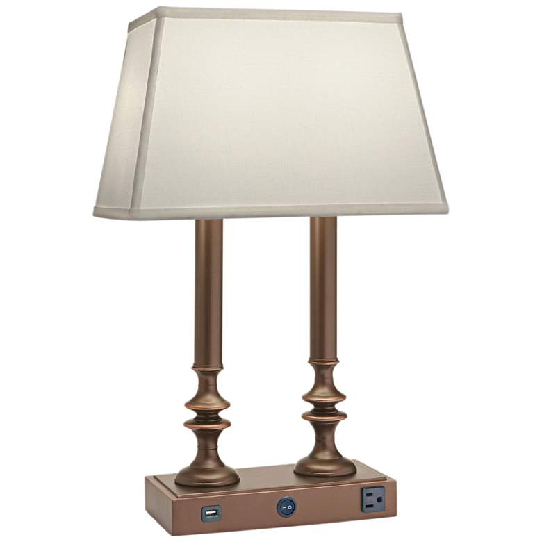 Image 2 Carson Oxidized Bronze Desk Lamp with USB Port and Outlet