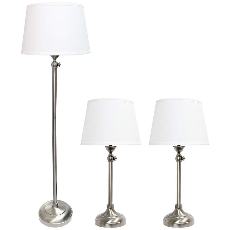 Carl Nickel 3-Piece Adjustable Floor and Table Lamp Set