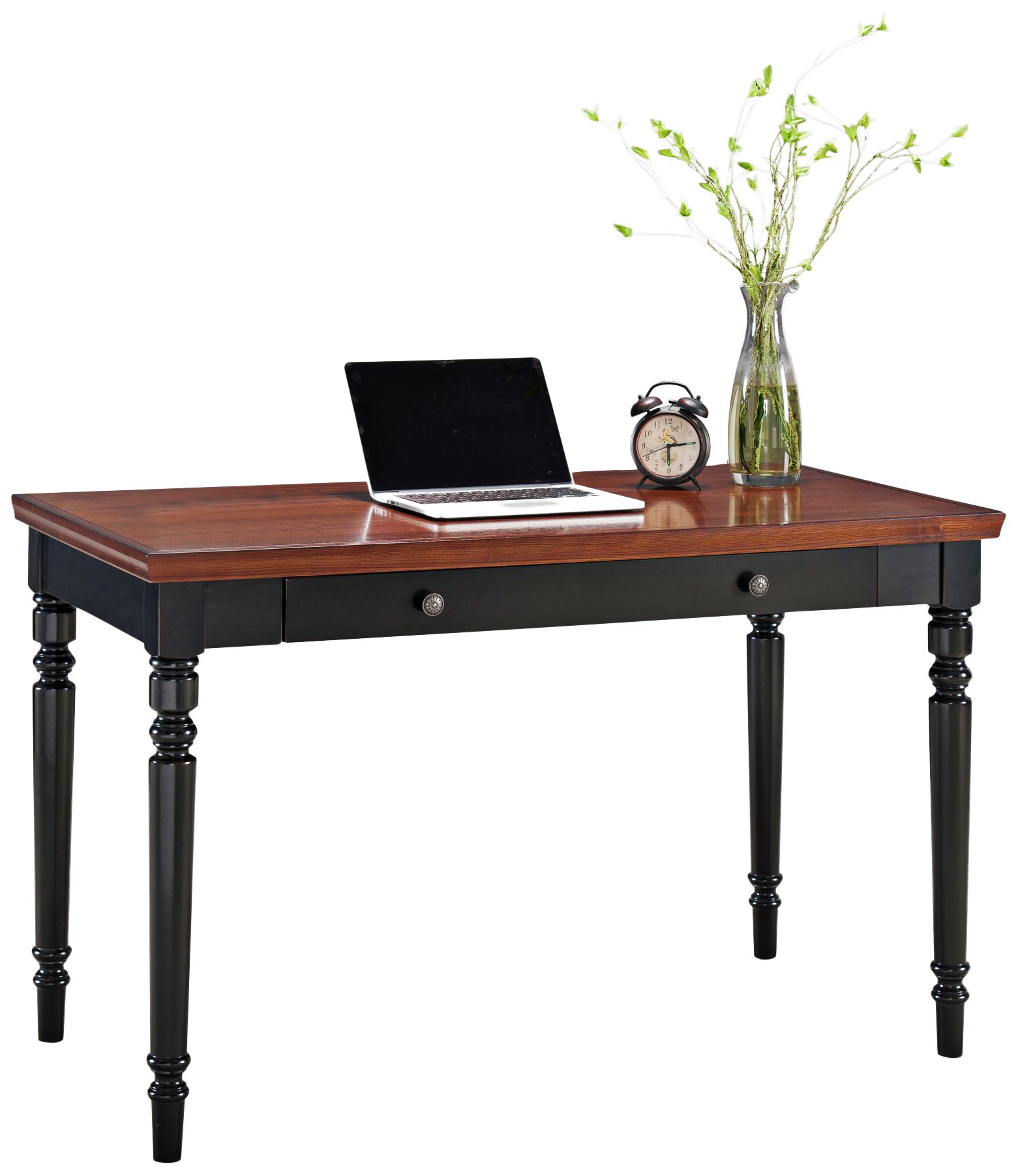 Leick 48" Wide Farmhouse Black and Russet Wood Laptop Desk