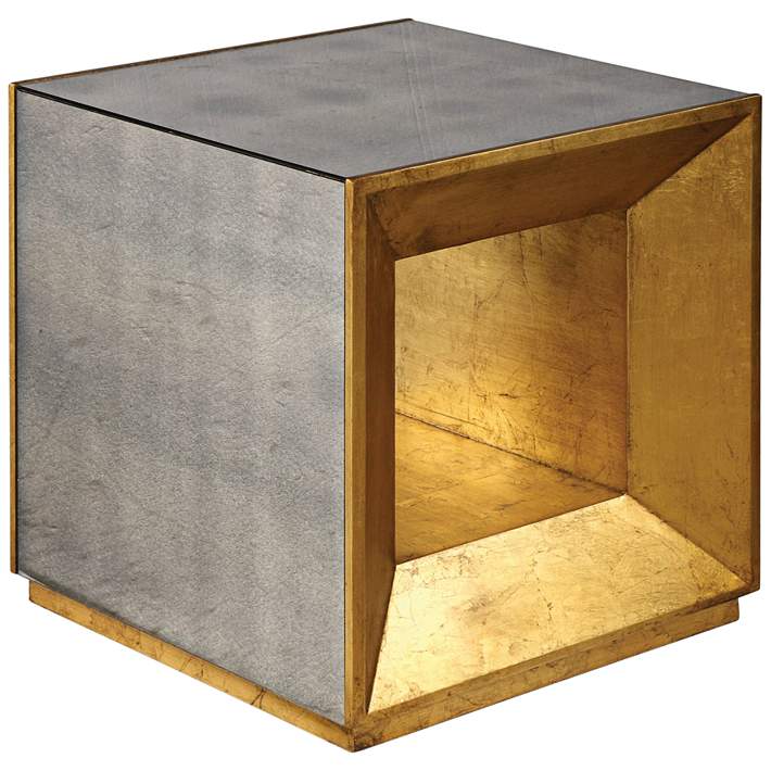 And Mirror Modern Cube End Table, Mirrored Cube Accent Table