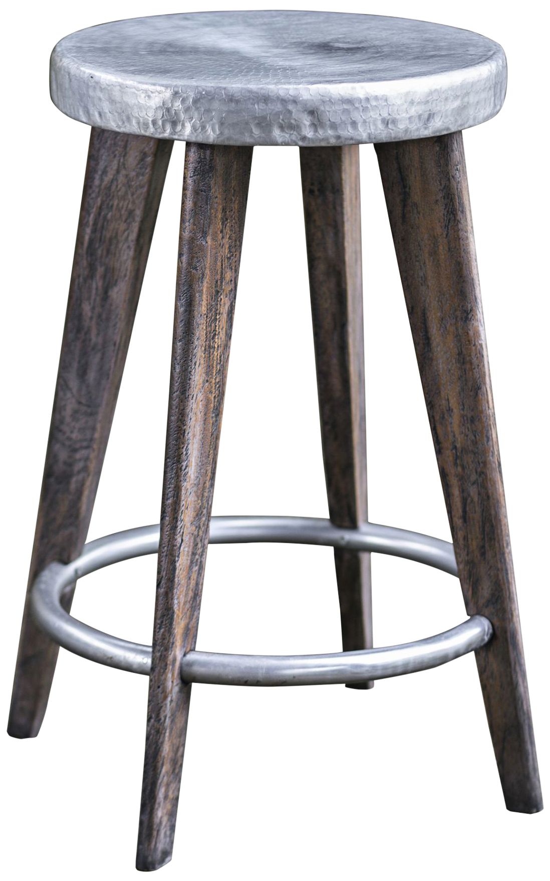 Maxen 24 1/2"H Aged Pewter and Driftwood Gray Counter Stool