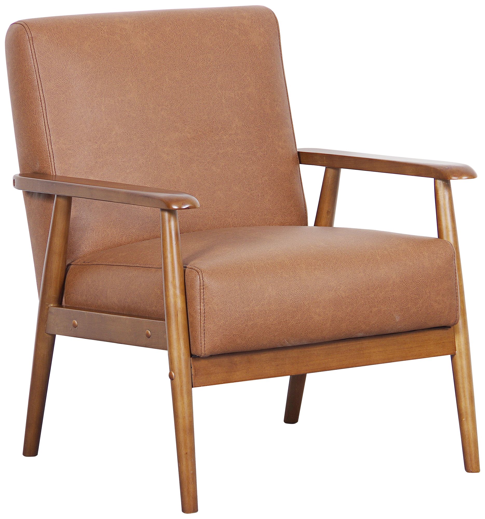 Rikker Lummus Cognac Faux Leather Accent Chair