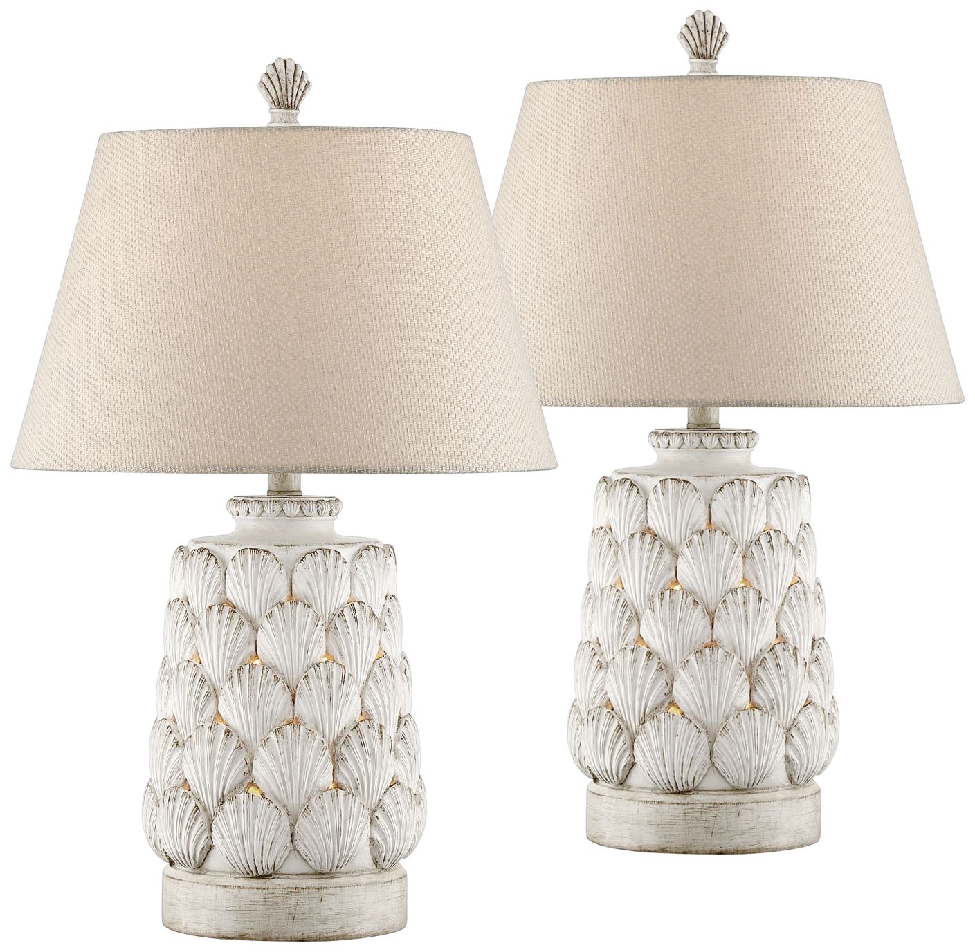 Island Seashell Night Light Table Lamps Set Of 2 35v30 Lamps Plus