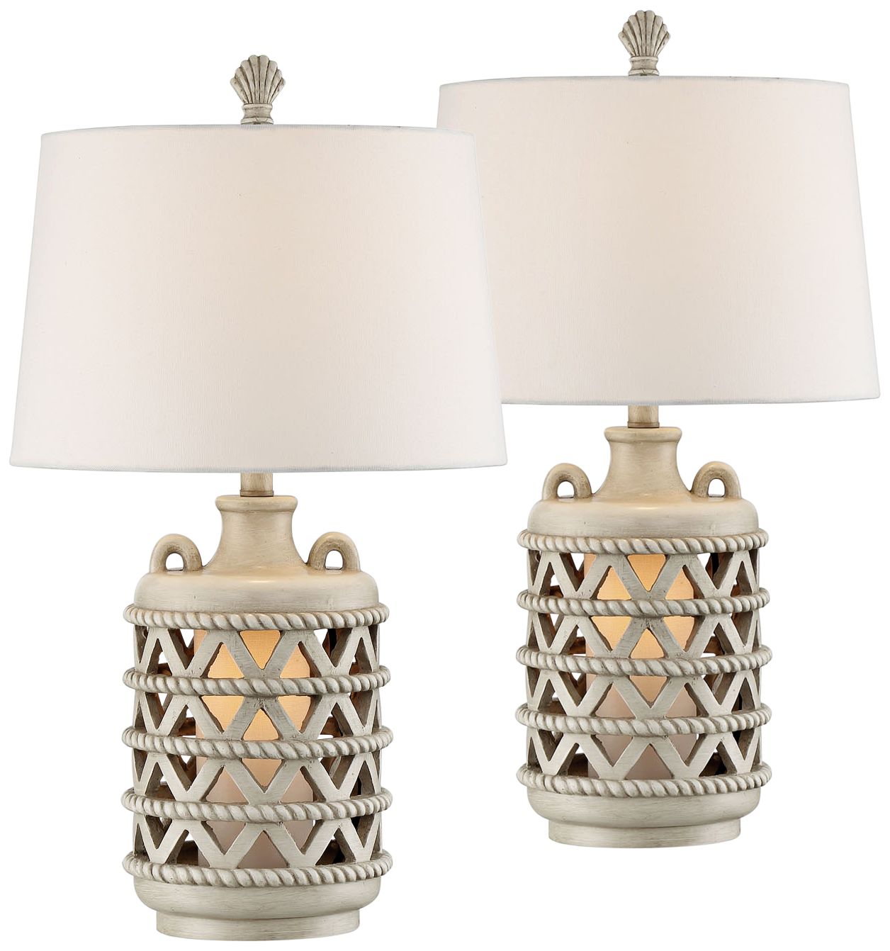 Baldwin Island Table Lamp with Night Light Set of 2
