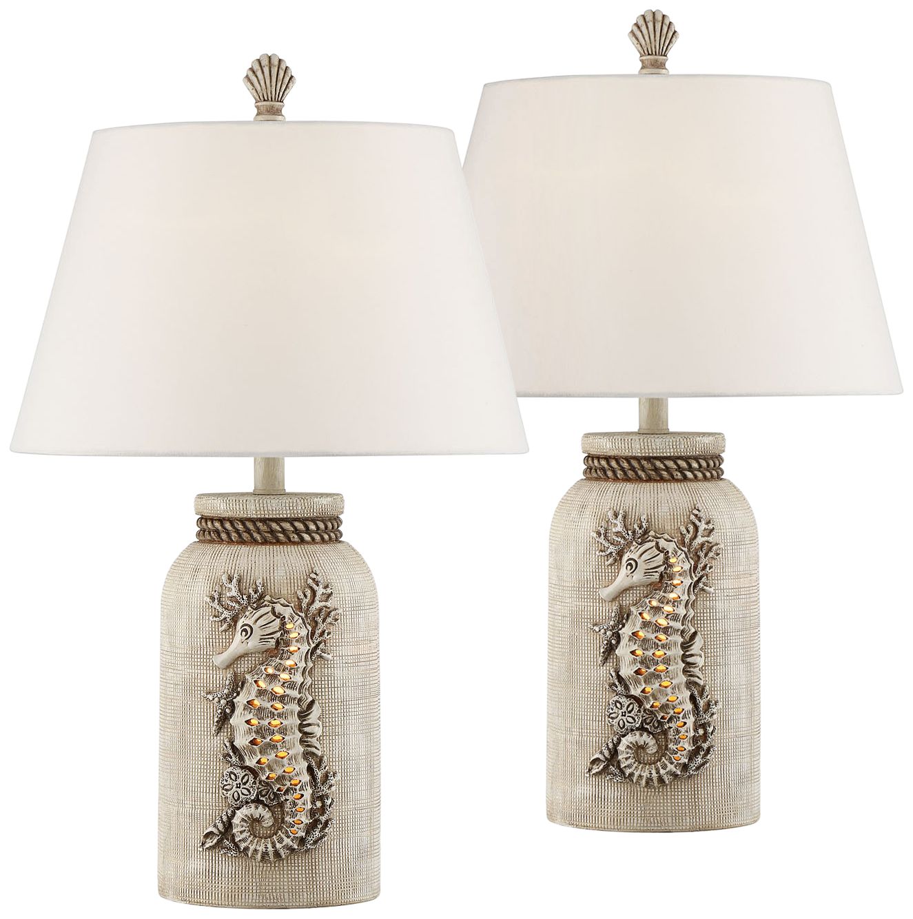 Adele Island Seahorse Night Light Table Lamps Set of 2