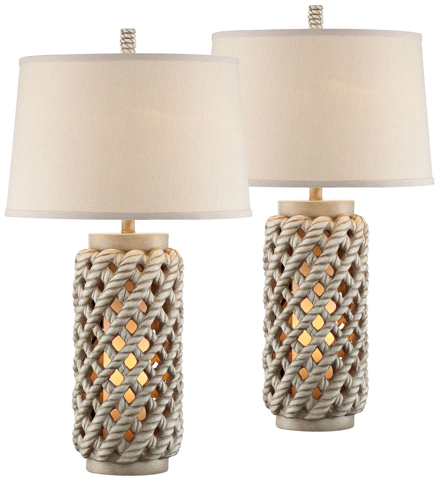 Edisto Island Table Lamps with Night Lights Set of 2