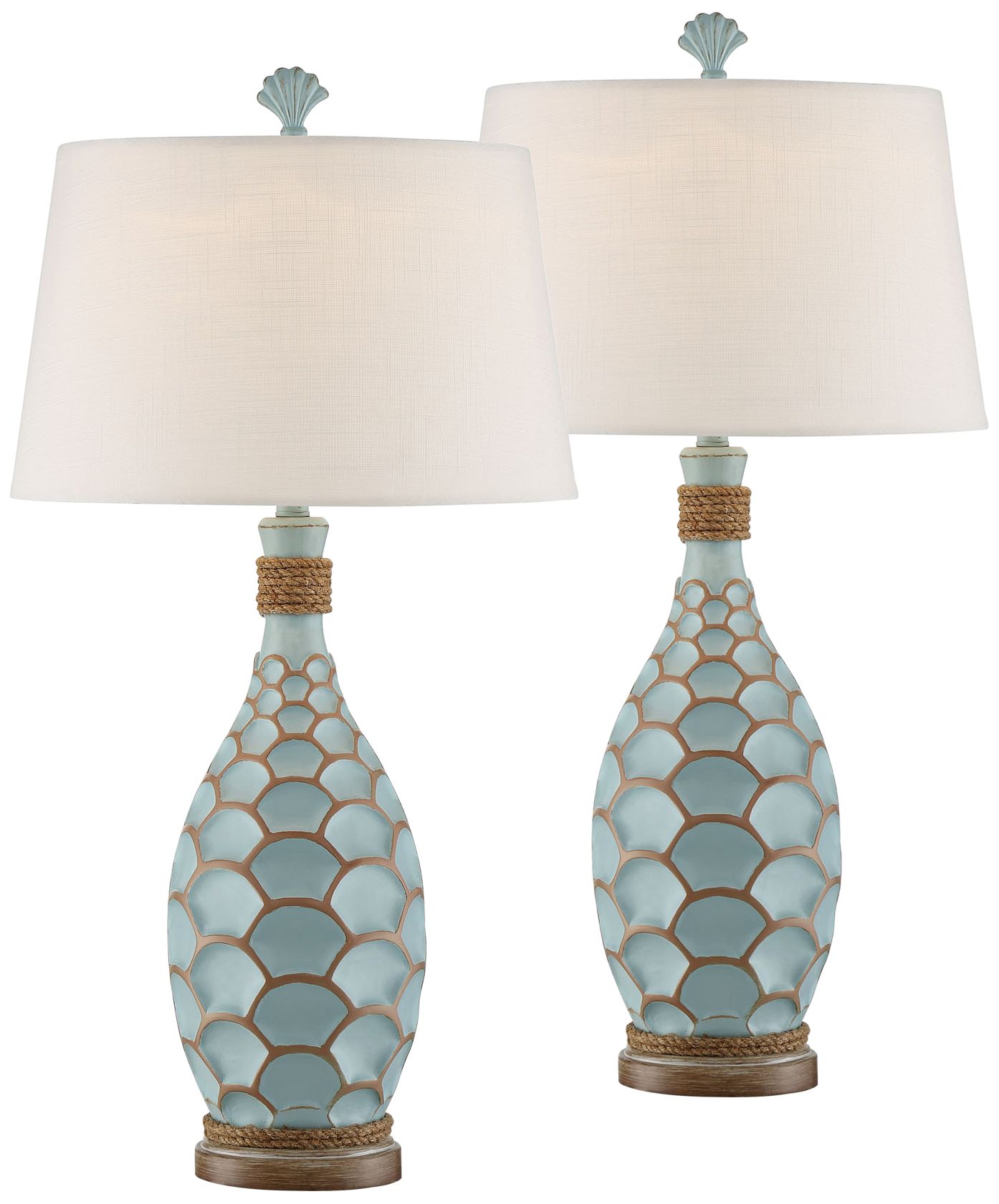 Eden Isle Glacier Blue Table Lamps Set of 2