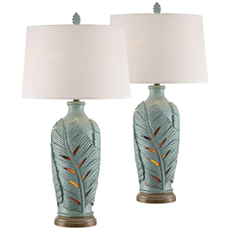 Marco Island Glacier Blue Night Light Table Lamps Set of 2