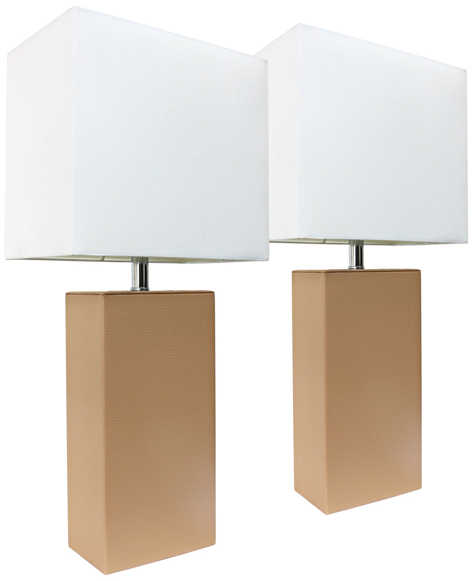 Albers Beige Leather Accent Table Lamp Set of 2