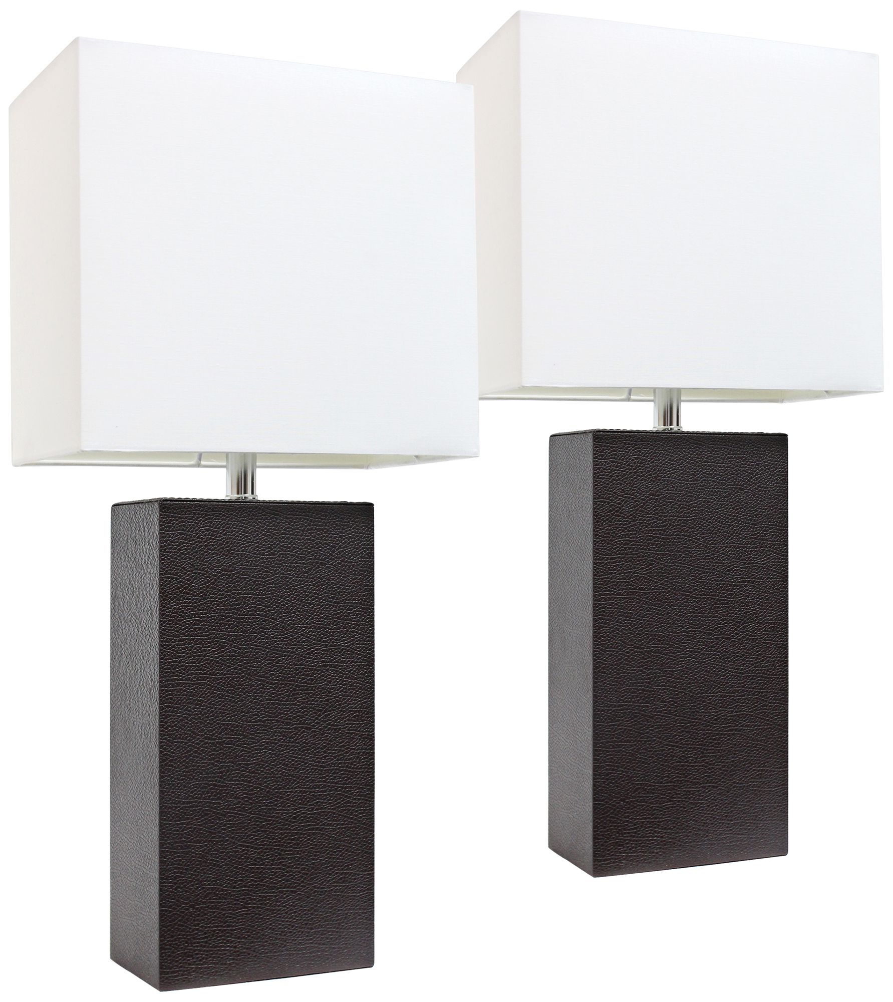 Albers Espresso Brown Leather Accent Table Lamp Set of 2