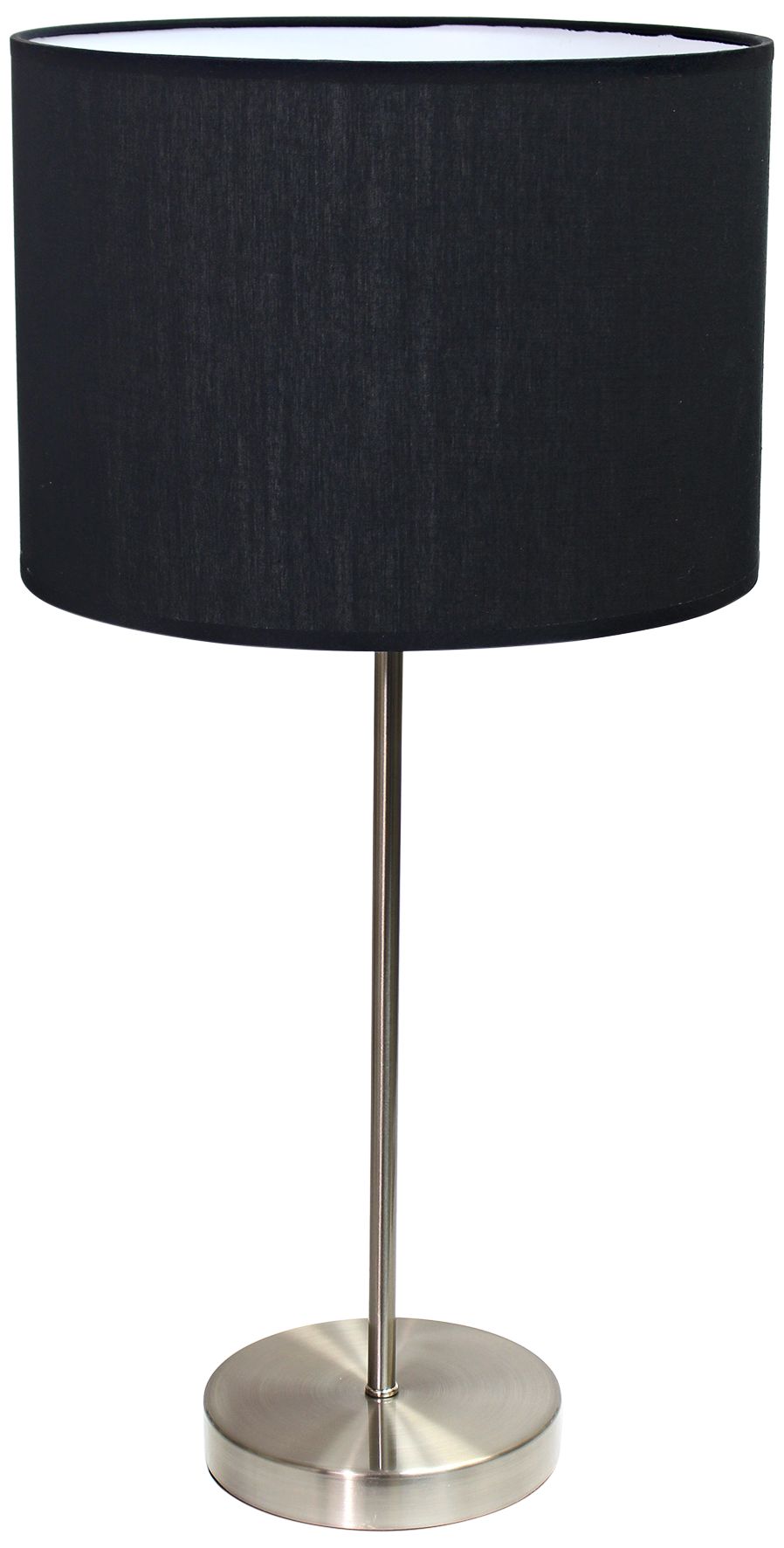 Ben Brushed Steel Accent Table Lamp with Black Shade