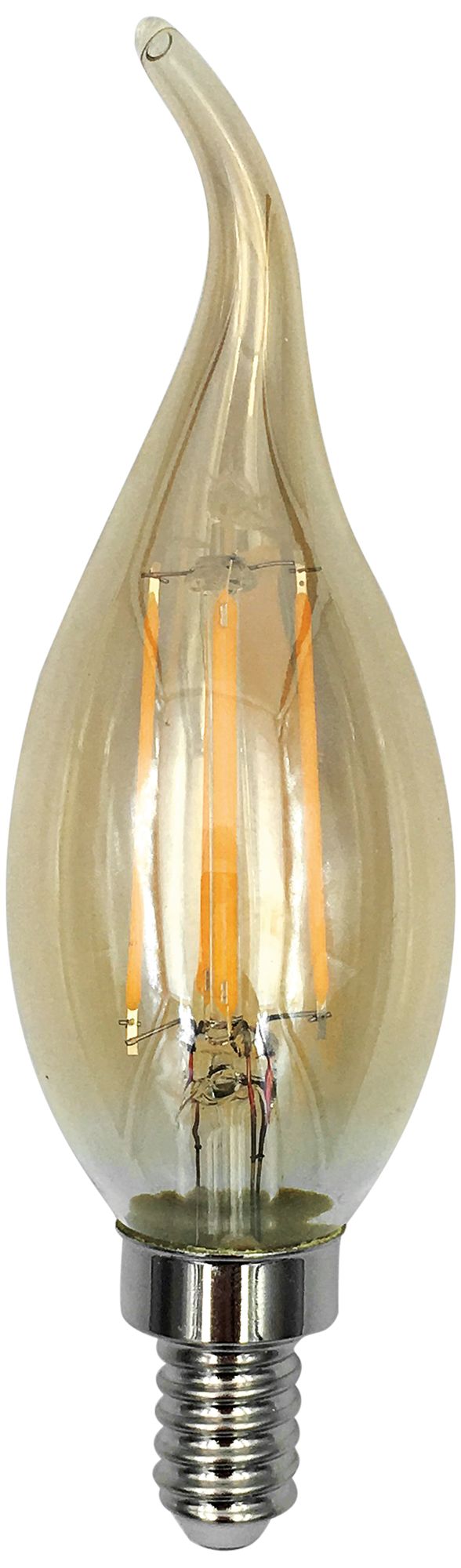 60W Equivalent Amber 6W LED Dimmable Flame Tip Candelabra