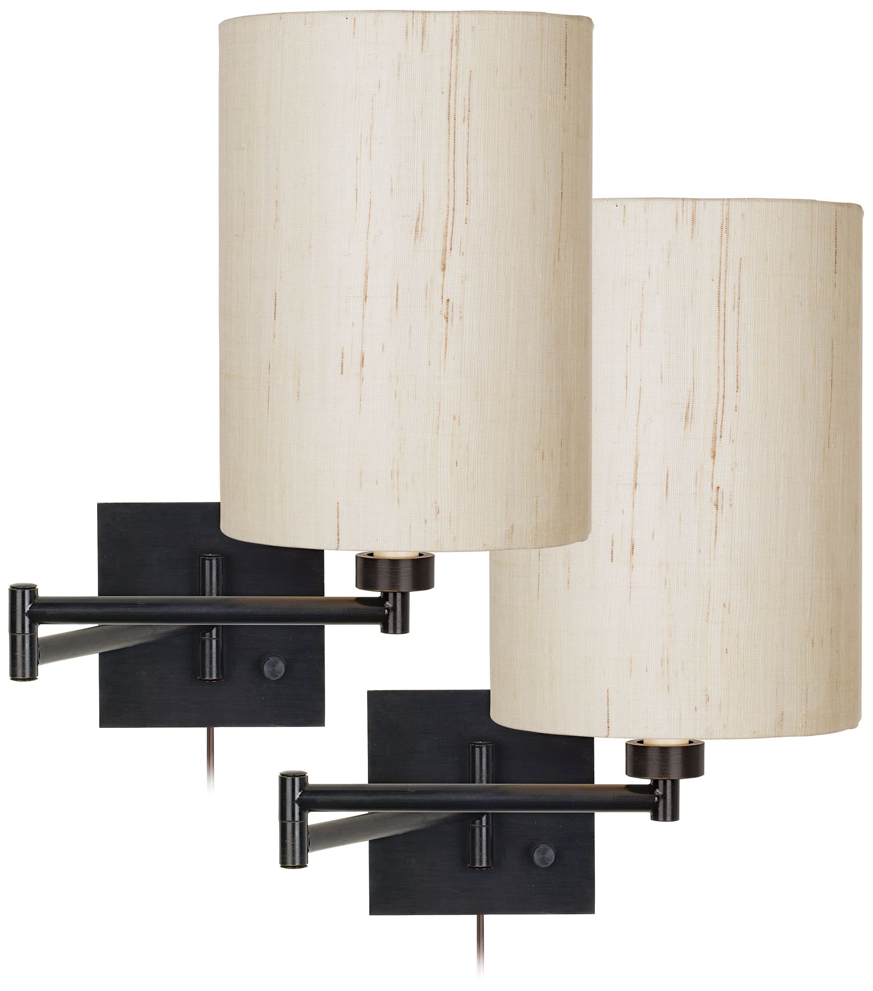 Set of 2 Espresso Bronze Cylinder Swing Arm Wall Lamp