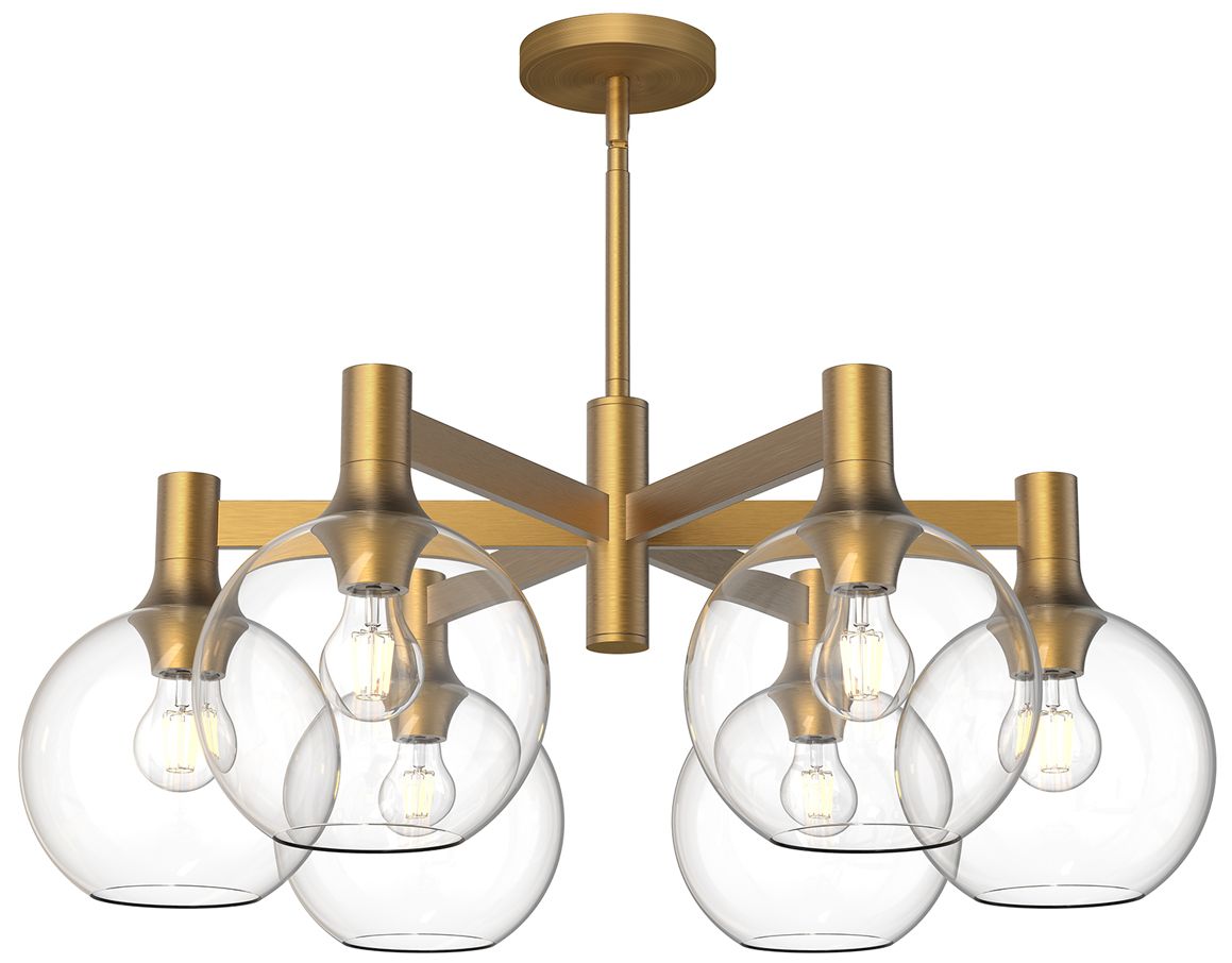 Kuzco Alora Mood Castilla E26 29-in Aged Gold/clear Glass 6 Lights Chandeliers