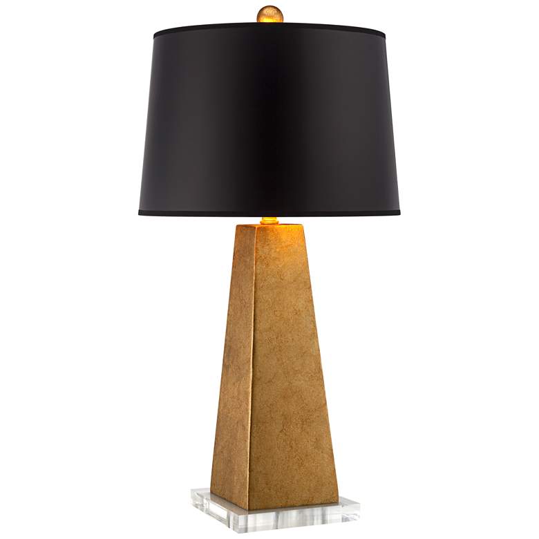 Design Gold Leaf Obelisk Table Lamp With 7&quot; Wide Square Riser