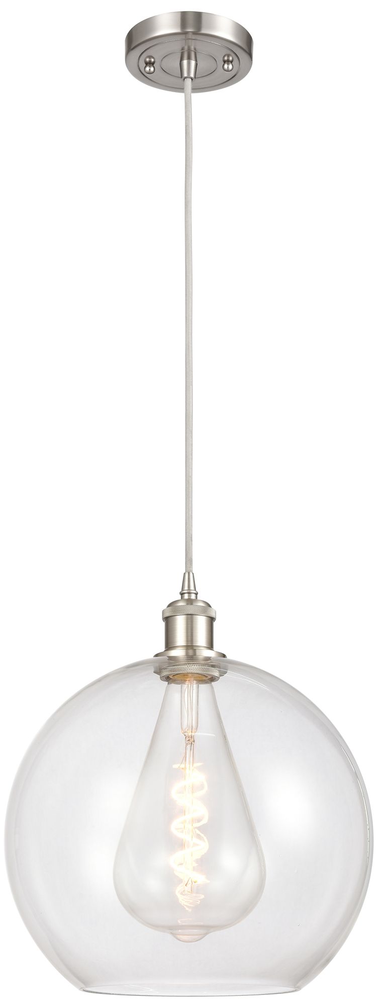 Innovations Lighting Ballston Athens 12" Brushed Satin Nickel Corded Mini Pendant W/ Clear
