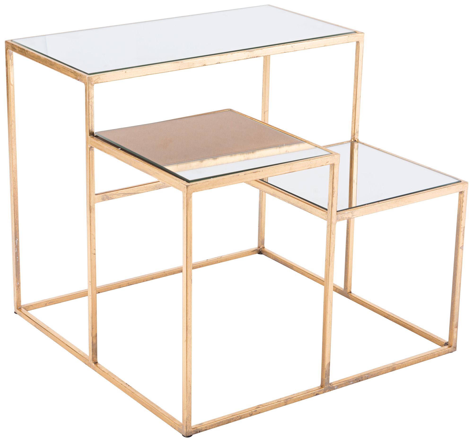 Labels 20" Wide Mirrored and Gold 3-Level Modern End Table