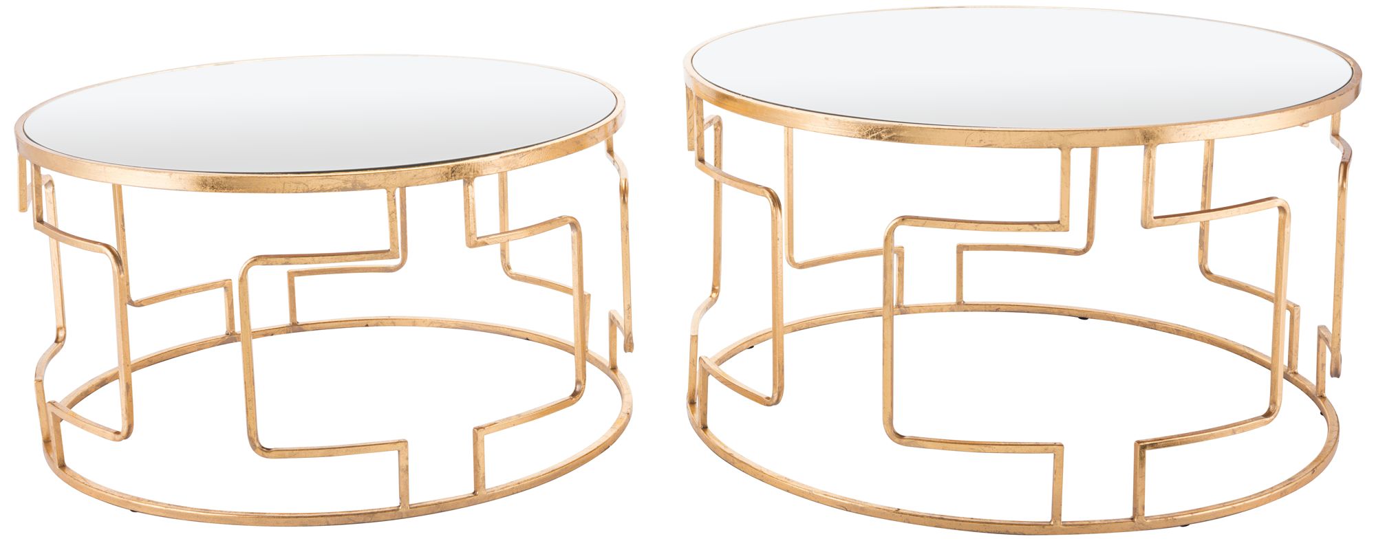 Zuo King Mirrored Top and Gold 2-Piece Accent Table Set
