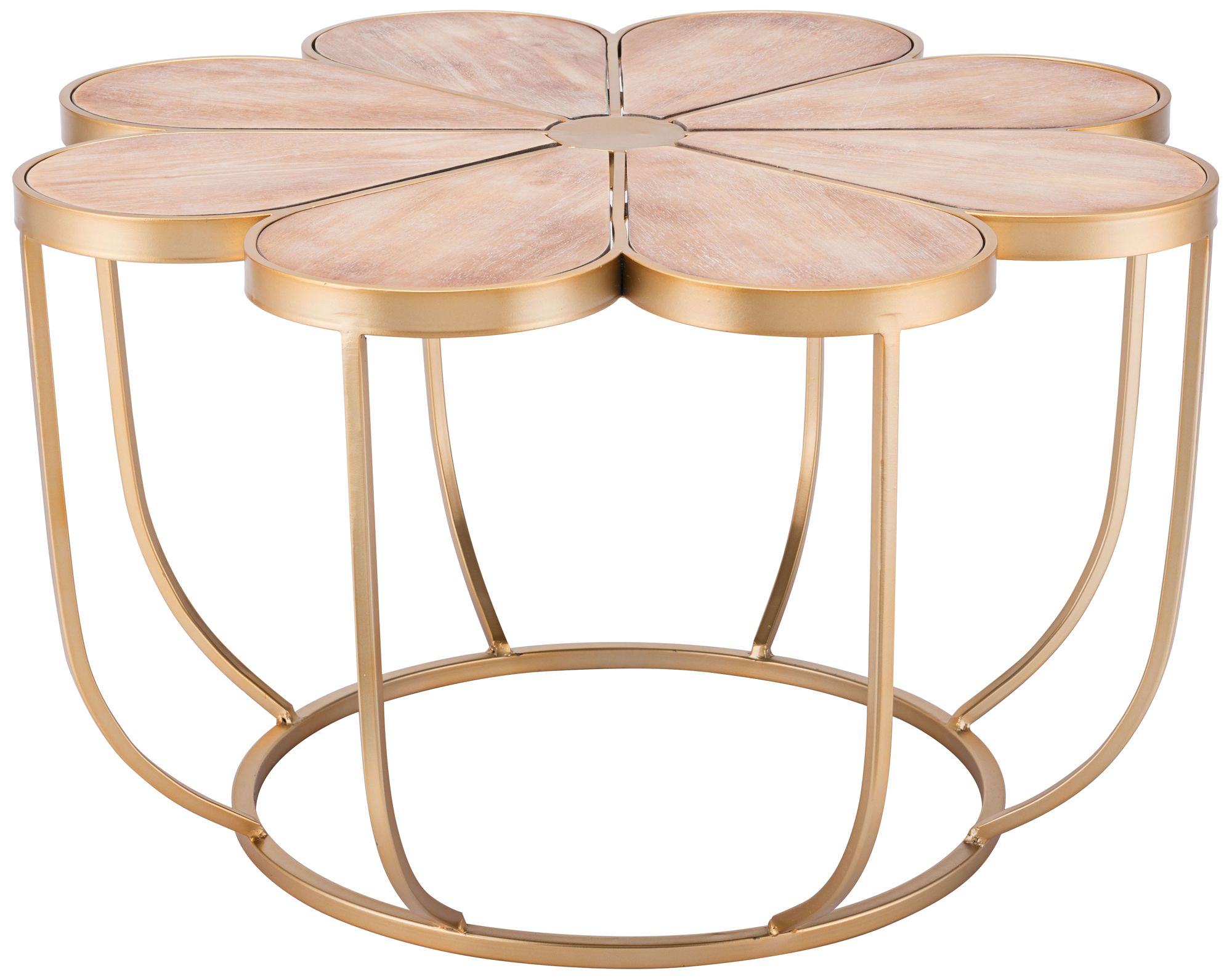 Margarita 30" Wide Wood and Gold Finish Flower Accent Table