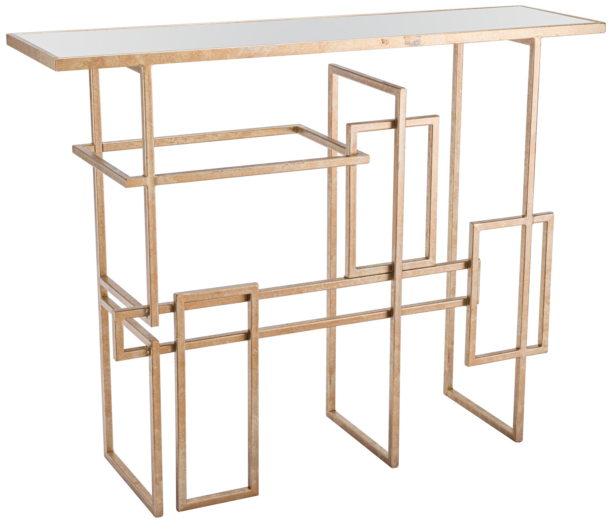 Zuo Geo 41" Wide Mirrored Top and Gold Console Table