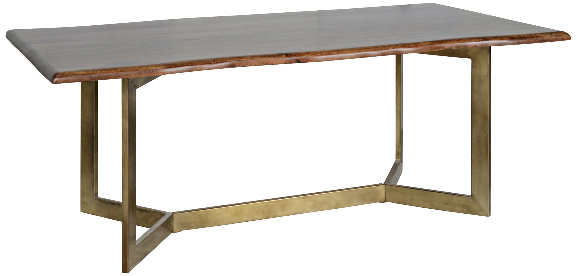 Kade 80" Wide Distressed Wood and Antique Brass Dining Table