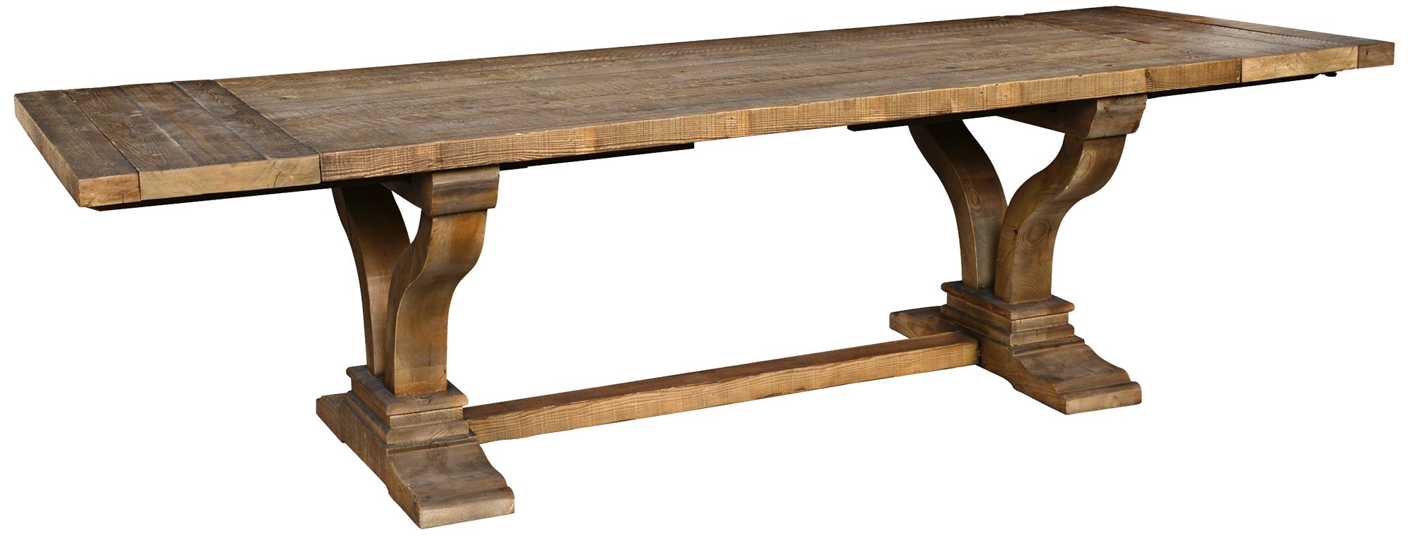 Alexander 110" Wide Distressed Wood Extension Dining Table