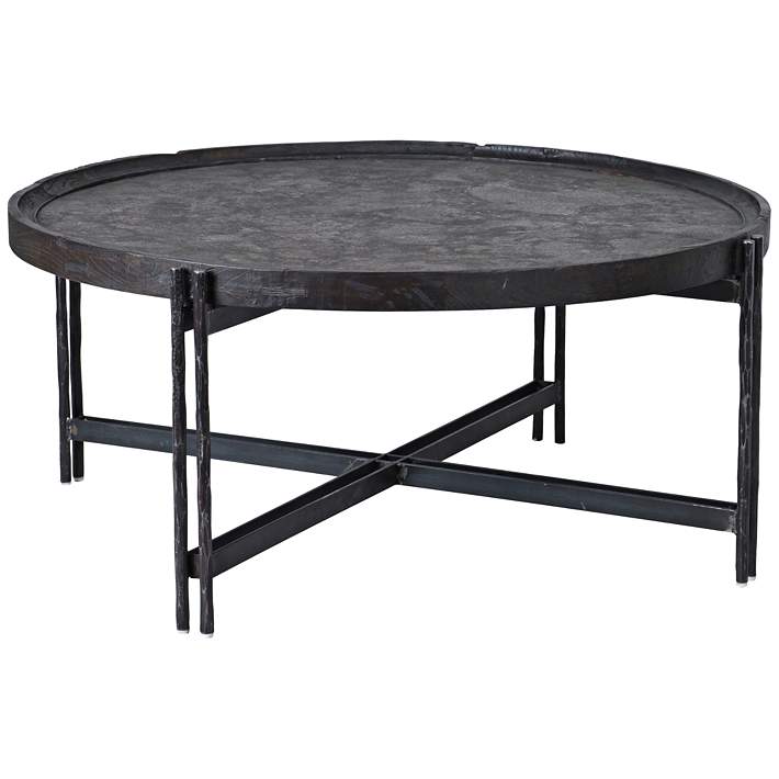 Melvin Black Iron And Wood Round Coffee Table 36f88 Lamps Plus Buy from insaraf's exclusive collection of stylish coffee table designs. melvin black iron and wood round coffee table