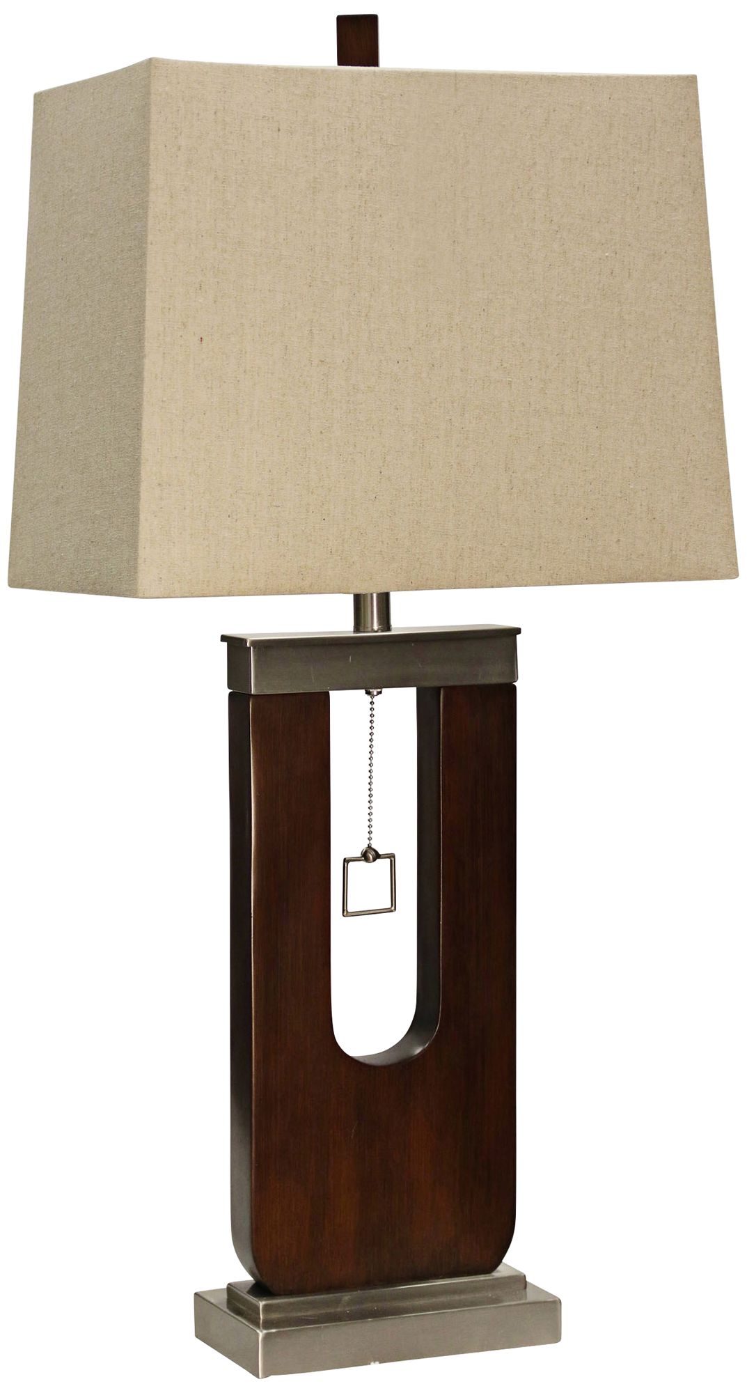 Burlingham Dark Oak Wood and Metal Table Lamp