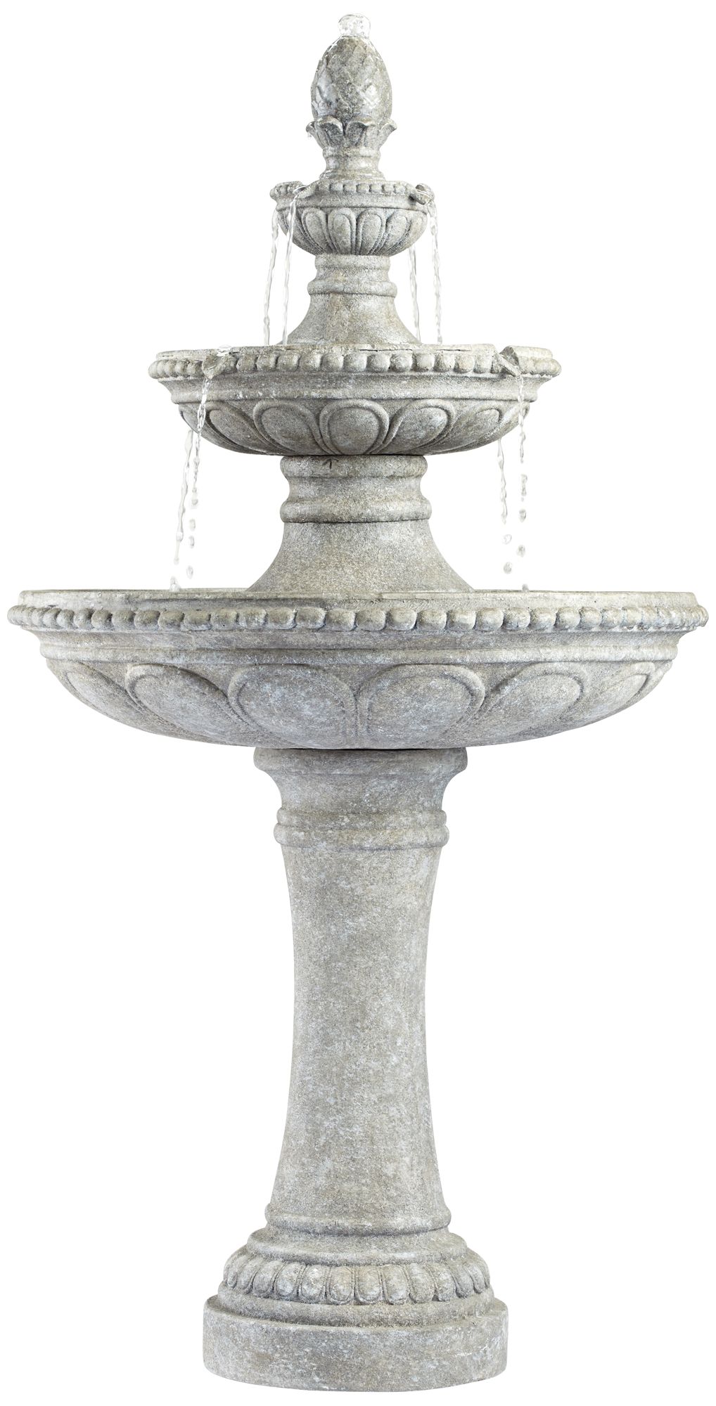 Pineapple 44" High Old Stone 3-Tier Outdoor Fountain