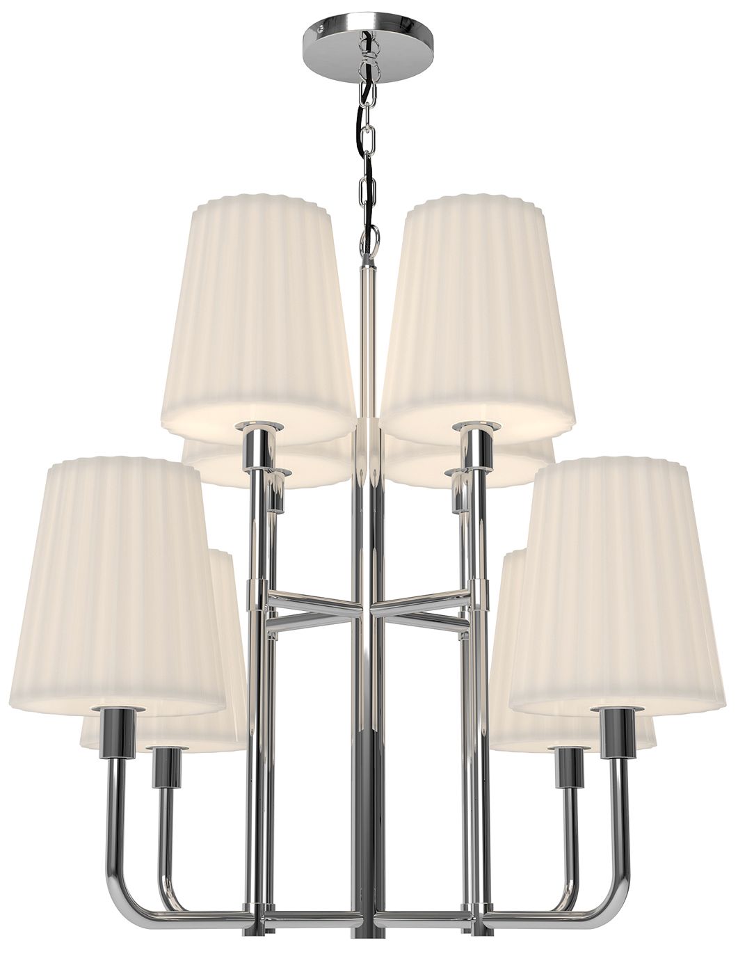 Kuzco Alora Mood Plisse E26 30-in Chrome/opal Matte Glass 8 Lights Chandeliers