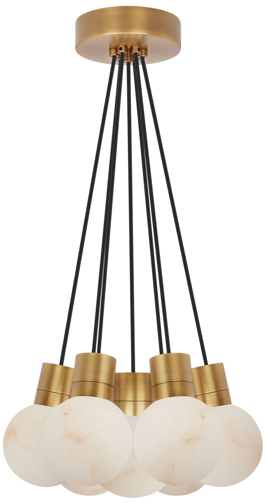 Tech Lighting Visual Comfort Modern Warm Dim Led 7 Light Alabaster And Brass Chandelier