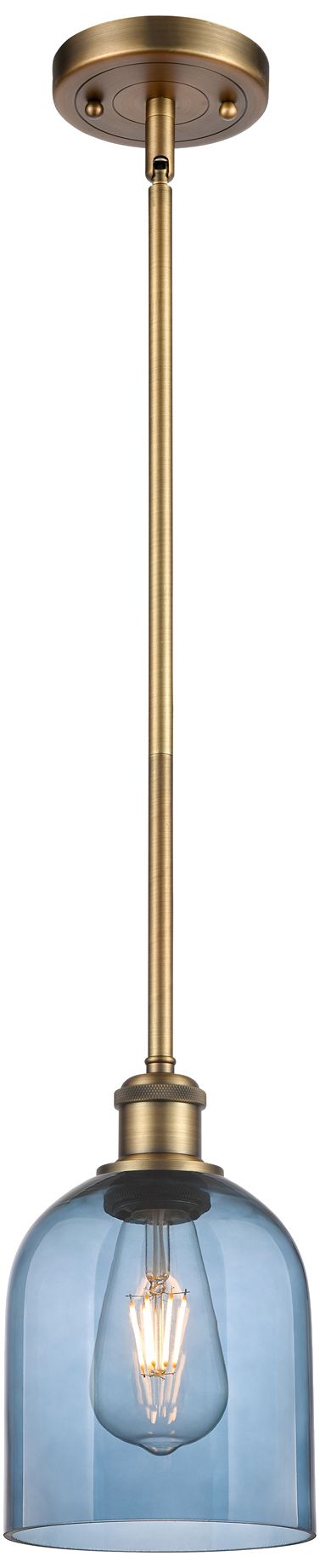 Innovations Lighting Ballston Bella 5.5"w Brushed Brass Stemmed Mini Pendant W/ Blue Shade