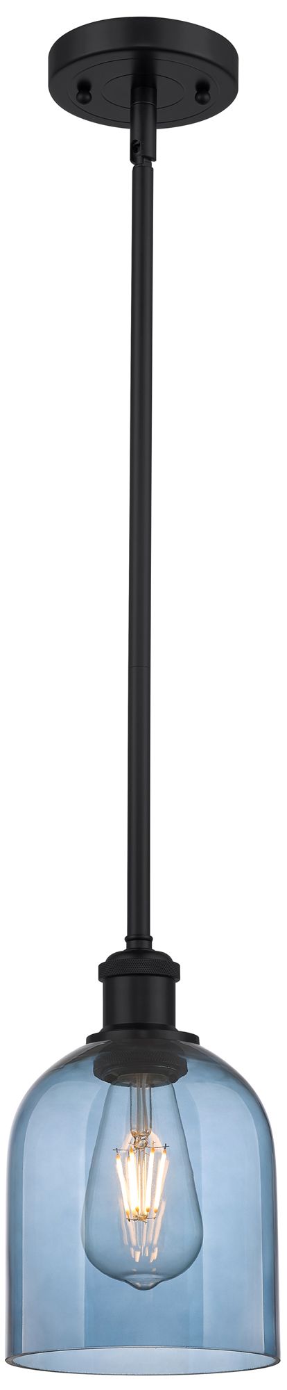 Innovations Lighting Ballston Bella 5.5"w Matte Black Stemmed Mini Pendant W/ Blue Shade