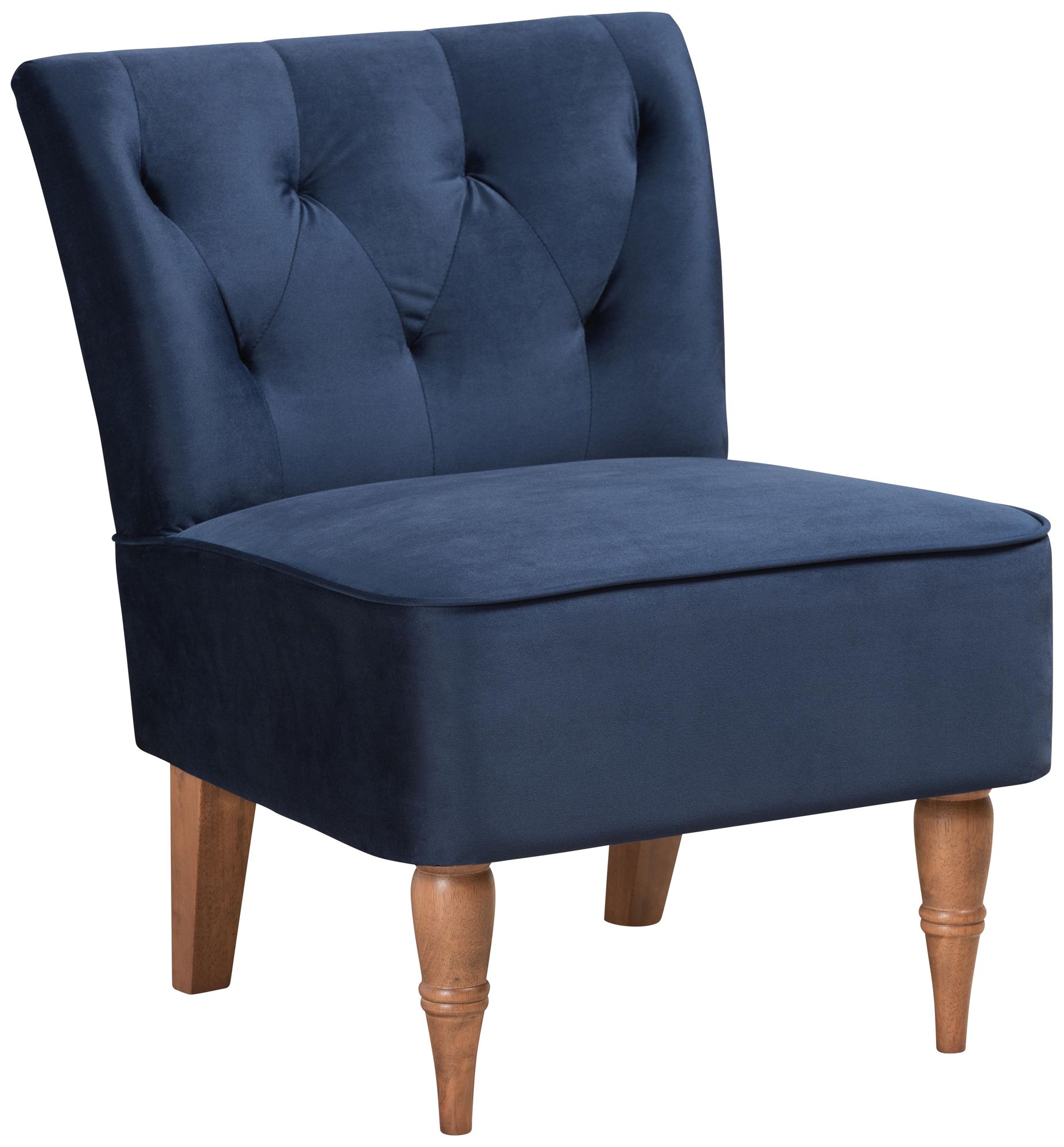 Baxton Studio Harmon Tufted Navy Blue Velvet Accent Chair