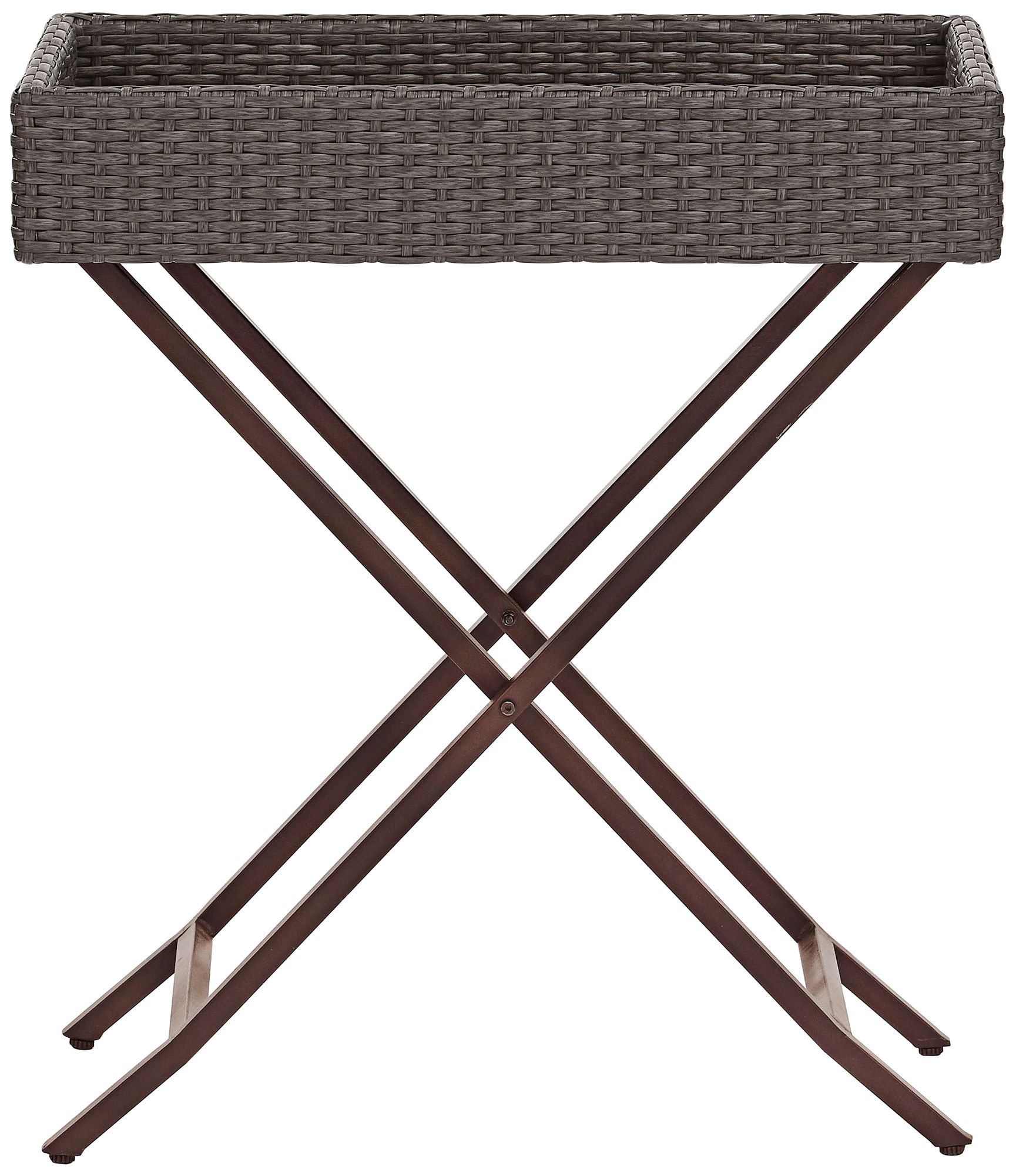 Palm Harbor Gray Outdoor Wicker Butler Tray