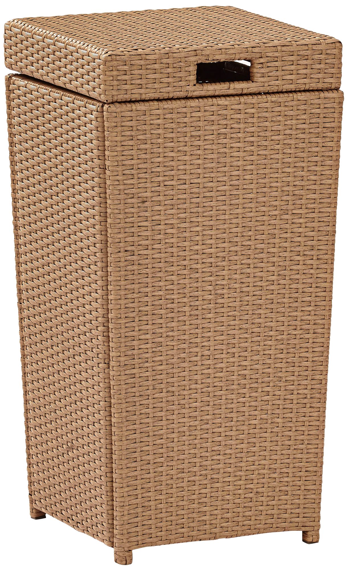 Palm Harbor Light Brown Outdoor Wicker Trash Bin