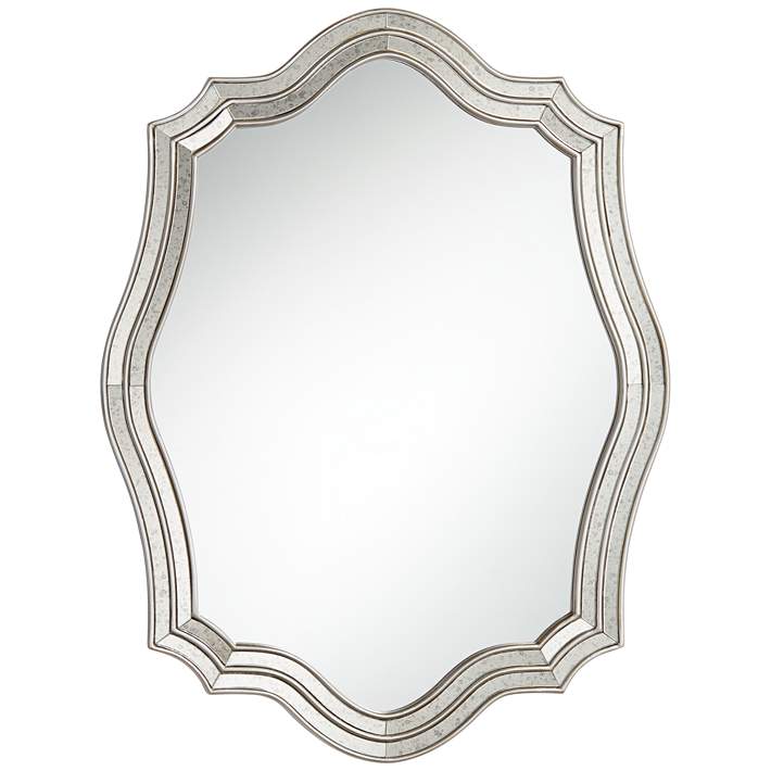X 38 Quatrefoil Wall Mirror, White Beaded Quatrefoil Wall Mirror