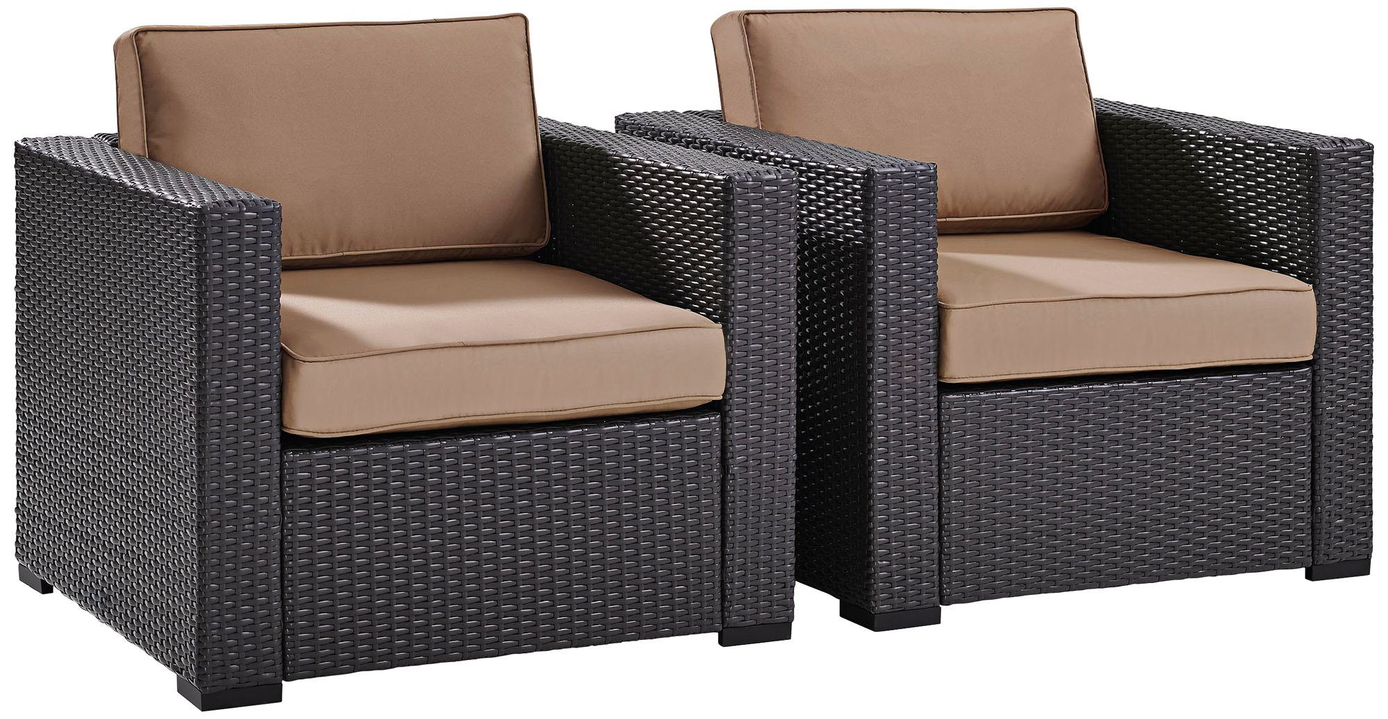Biscayne Mocha Fabric Outdoor Wicker Armchair Set of 2