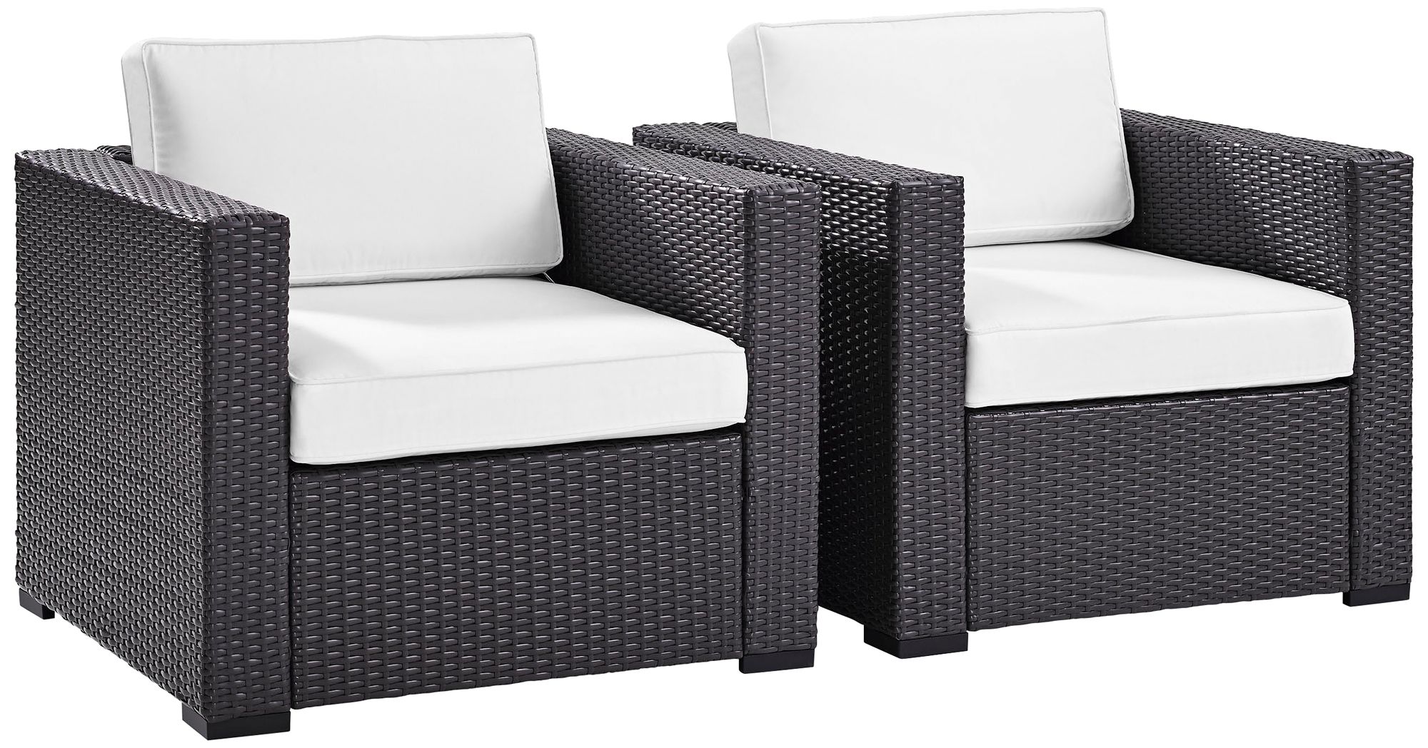Biscayne White Fabric Outdoor Wicker Armchair Set of 2