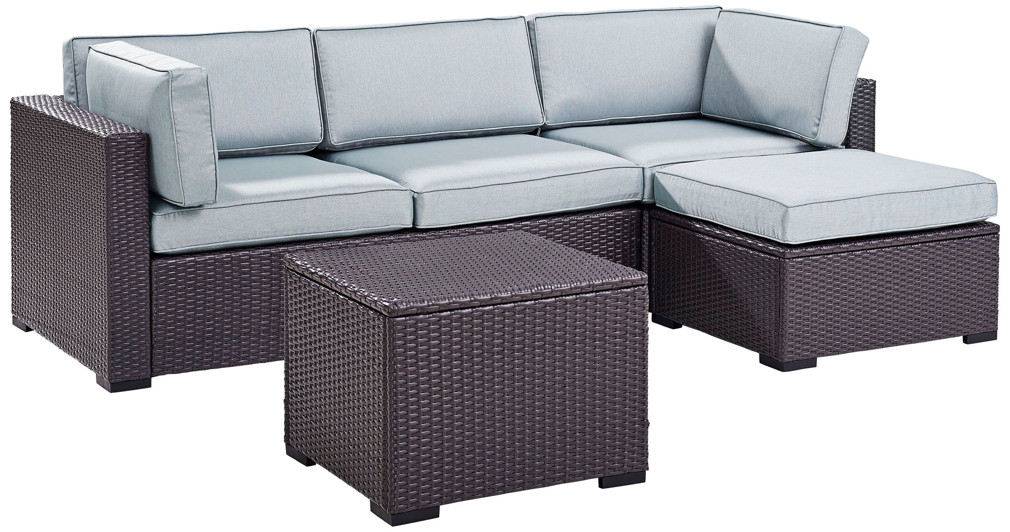 Biscayne Mist Fabric 4-Piece 3-Seat Outdoor Patio Set