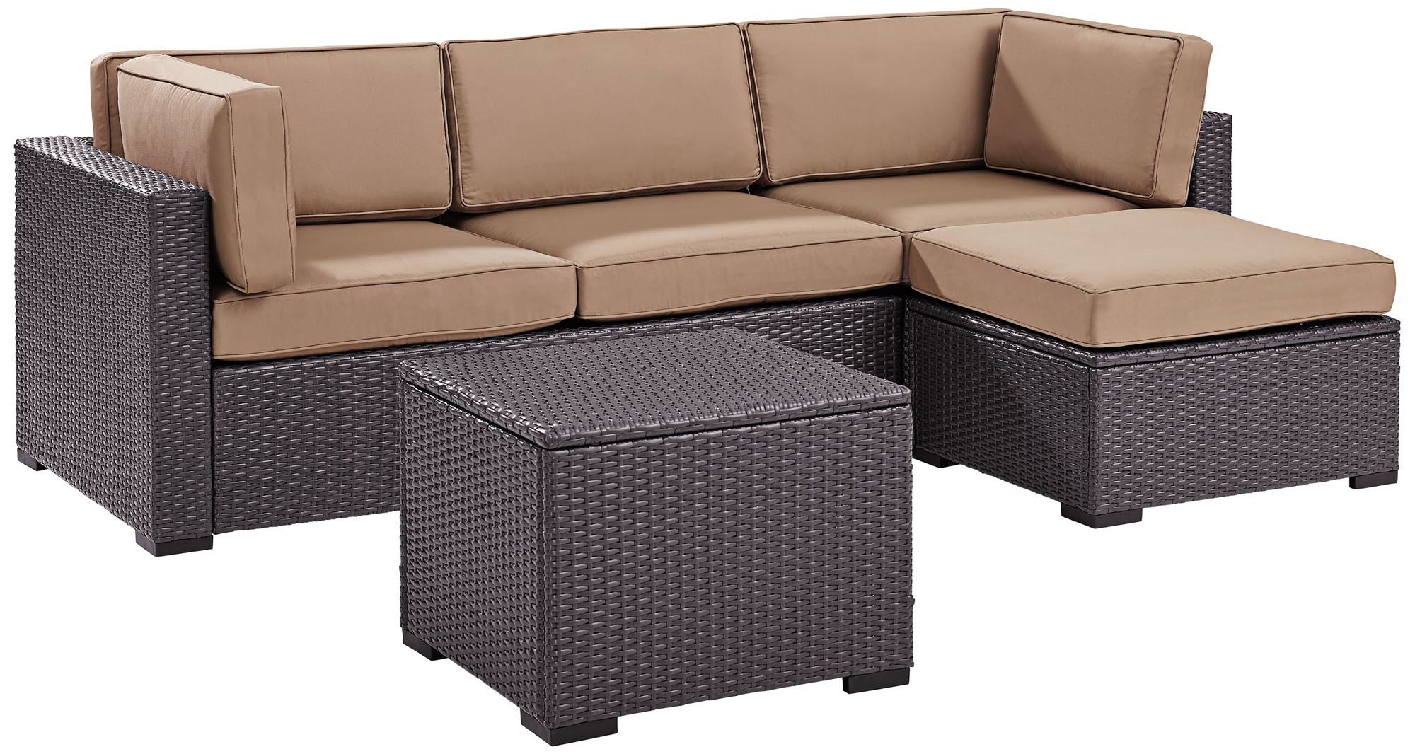 Biscayne Mocha Fabric 4-Piece 3-Seat Outdoor Patio Set