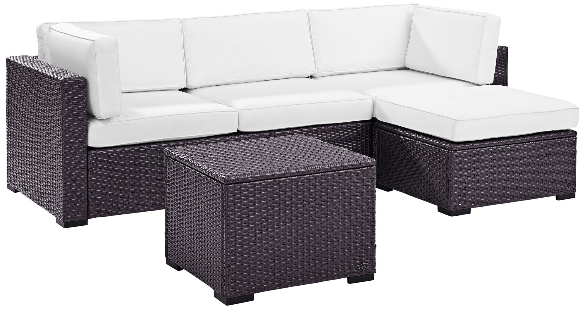 Biscayne White Fabric 4-Piece 3-Seat Outdoor Patio Set