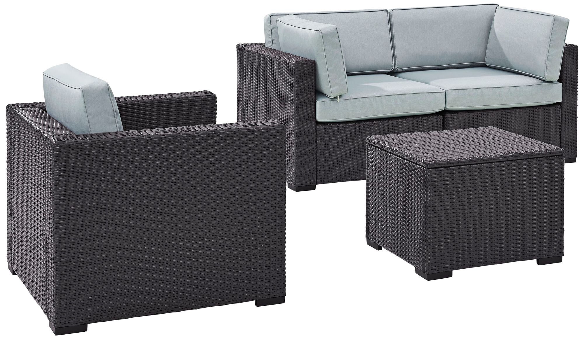 Biscayne Mist Fabric 4-Piece 3-Seat Outdoor Patio Set