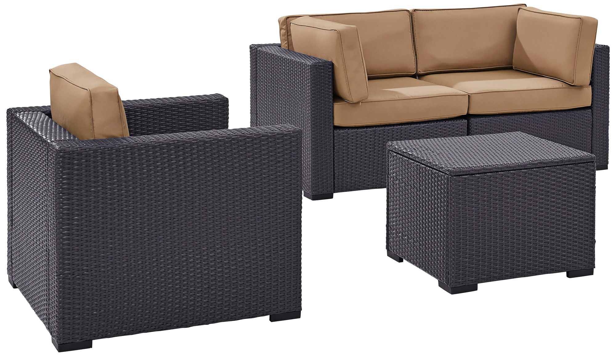 Biscayne Mocha Fabric 4-Piece 3-Seat Outdoor Patio Set